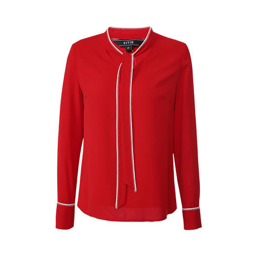 EITIE爱特爱女装时尚气质通勤系带V领显瘦衬衫C2013520 商品图4