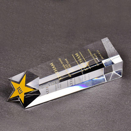 五角星奖杯水晶定制定做卓越之星新款优秀员工颁年会奖牌创意刻字 商品图1