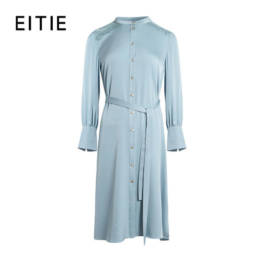 掉色下架--EITIE爱特爱秋季新款气质圆领通勤收腰垂坠显瘦衬衫连衣裙女6307002 商品图11
