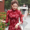 XGT-Q2341新款中国风优雅气质改良立领七分袖网布绣花旗袍裙TZF 商品缩略图3