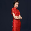 OYCP20539新款中国红色刺绣旗袍TZF 商品缩略图1