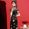OYCP20183新款中国风优雅气质改良立领短袖蕾丝刺绣旗袍裙TZF 商品缩略图3