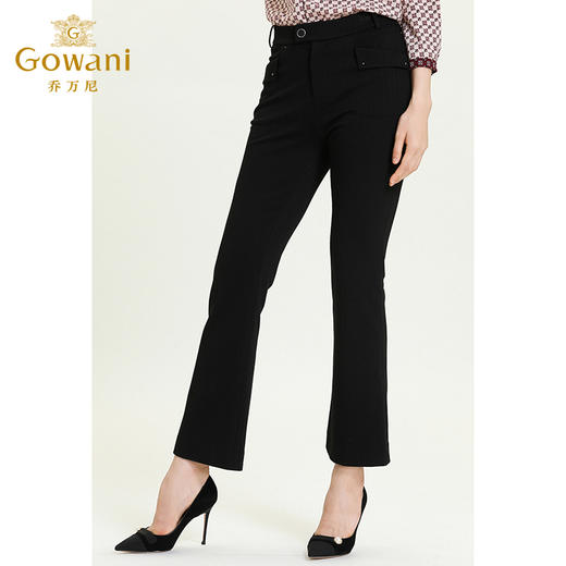 乔万尼新款裤子女显瘦百搭微喇黑色修身显高弹力小个子休闲裤ES3F543 商品图1