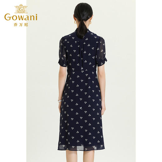 乔万尼夏新款真丝乔其碎花连衣裙女收腰显瘦气质桑蚕丝中长裙ES2E152 商品图4