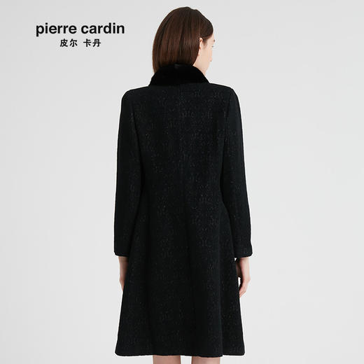 皮尔卡丹女装冬季新款黑色羊毛大衣水貂毛领女外套P94CL08B0
 商品图2