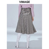 VIMAGE纬漫纪秋款个性英伦格纹A字百褶伞裙半身裙女显瘦V1406010 商品缩略图3