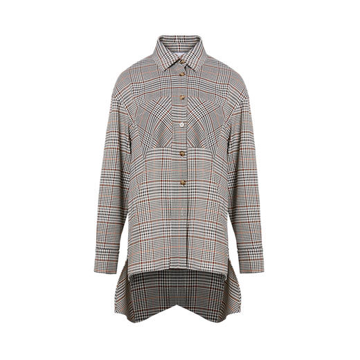 VIMAGE纬漫纪女装秋款宽松个性中性男友风格纹衬衫女V1409009 商品图4