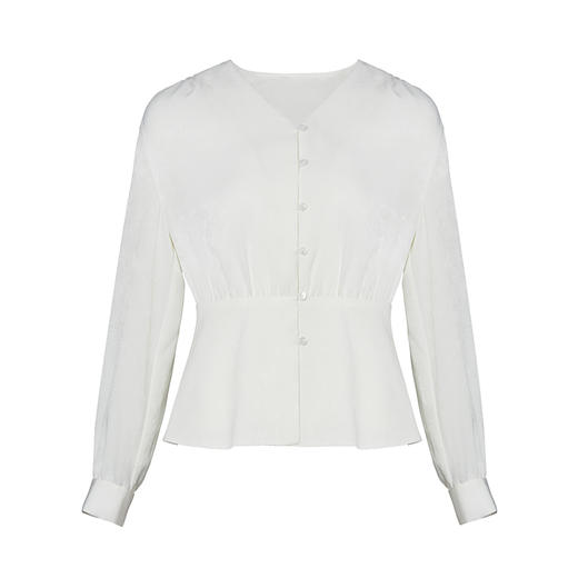 VIMAGE纬漫纪秋款时尚通勤复古收腰V领显瘦百搭小上衣女V1409005 商品图4