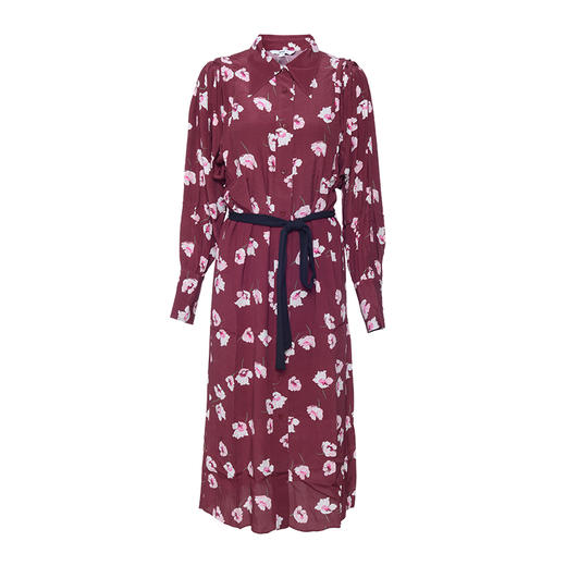 VIMAGE纬漫纪秋款个性百褶灯笼袖收腰显瘦复古印花连衣裙V1407010 商品图4