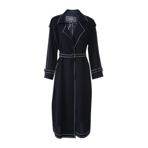 EITIE爱特爱秋季新款时尚通勤休闲舒适显瘦收腰风衣长外套女6004703 商品图4