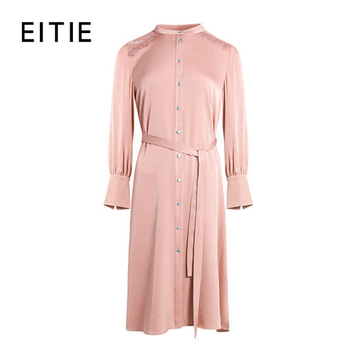 掉色下架--EITIE爱特爱秋季新款气质圆领通勤收腰垂坠显瘦衬衫连衣裙女6307002 商品图9
