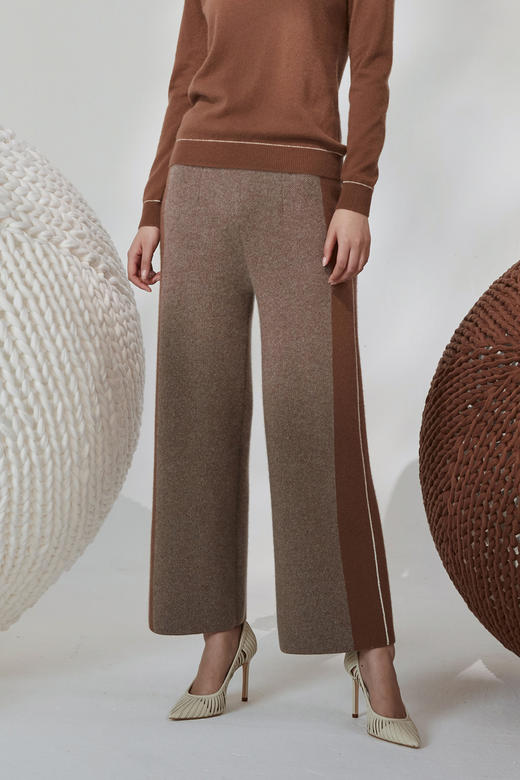  秋冬 加厚提花羊绒针织直筒裤 SJF92K167N 商品图1