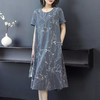 W-683新款圆领短袖大码印花长裙碎花裙 商品缩略图0