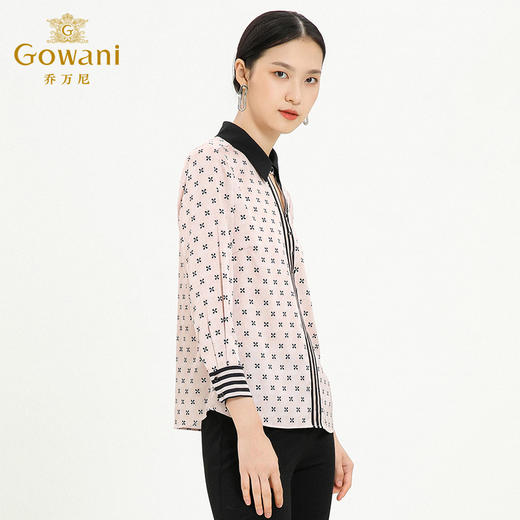 乔万尼新款拼接V领显瘦设计感精致百搭通勤风衬衫ES3C519 商品图2