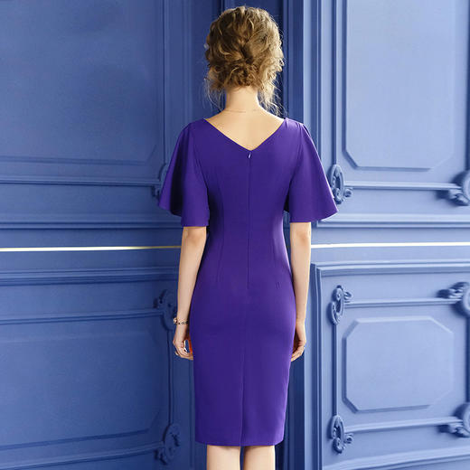 FMY-F20XL30663气质女神范短袖轻熟风时尚V领系带收腰包臀裙子 商品图1