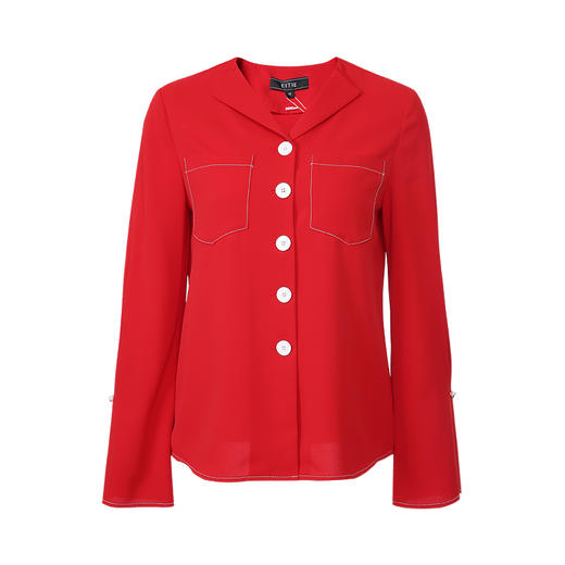 EITIE爱特爱秋季新款时尚通勤职业百搭显瘦喇叭袖衬衫上衣女C2009534 商品图4