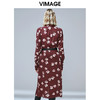 VIMAGE纬漫纪秋款个性百褶灯笼袖收腰显瘦复古印花连衣裙V1407010 商品缩略图3