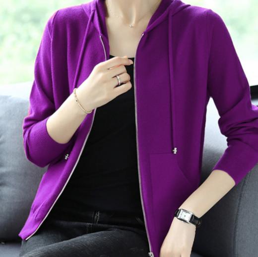 F-SJ7164秋季新款时尚气质连帽针织开衫 商品图2