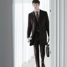 Stylbiella 纯羊绒紫红色切斯菲尔德大衣