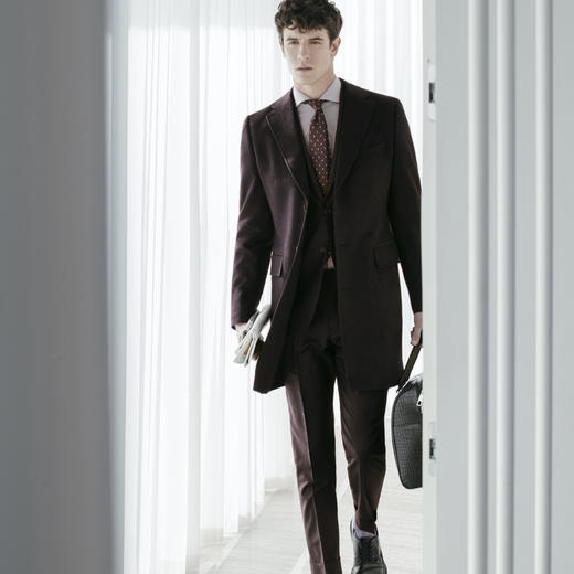 Stylbiella 纯羊绒紫红色切斯菲尔德大衣 商品图0