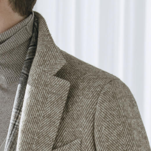 Stylbiella 羊驼绒羊毛蚕丝马海毛棕色切斯菲尔德大衣 商品图1