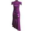 DLQ-A2589新款时尚优雅气质高端立领短袖亮紫色礼服裙TZF 商品缩略图4