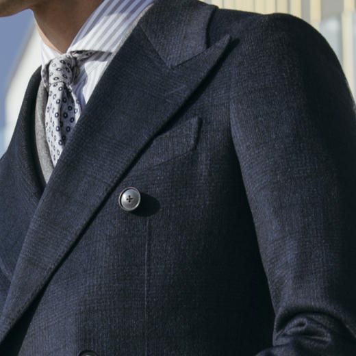 Stylbiella 羊绒羊毛深蓝色切斯菲尔德大衣 商品图1