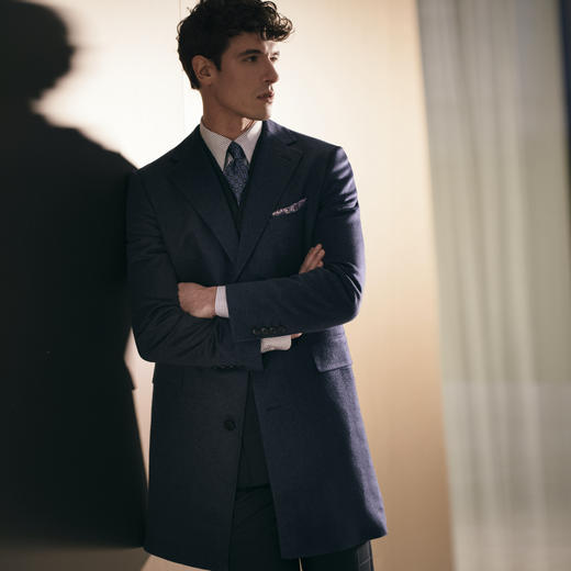 Stylbiella 纯羊绒蓝色切斯菲尔德大衣 商品图0