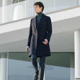 Stylbiella 羊绒羊毛深蓝色切斯菲尔德大衣