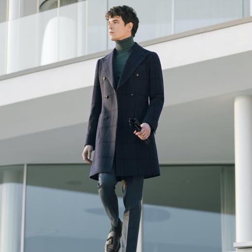 Stylbiella 羊绒羊毛深蓝色切斯菲尔德大衣 商品图0