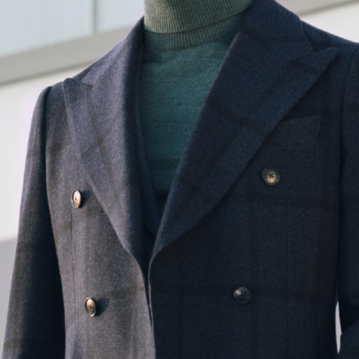 Stylbiella 羊绒羊毛深蓝色切斯菲尔德大衣 商品图1