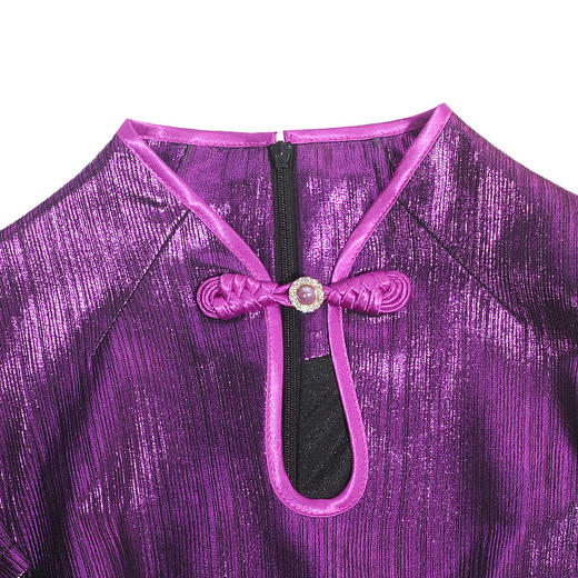 DLQ-A2589新款时尚优雅气质高端立领短袖亮紫色礼服裙TZF 商品图3