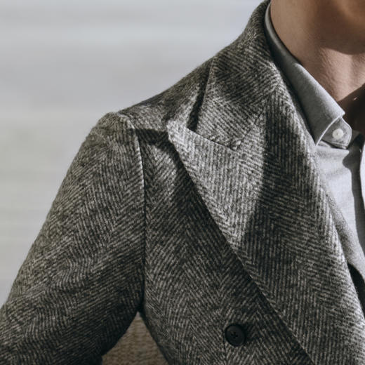 Stylbiella 羊驼绒羊毛蚕丝马海毛灰色切斯菲尔德大衣 商品图1