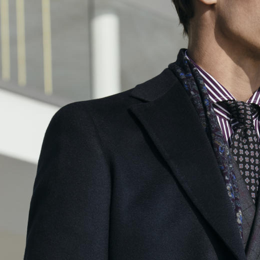 Stylbiella 纯羊绒深蓝色切斯菲尔德大衣 商品图1