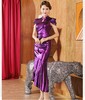 DLQ-A2589新款时尚优雅气质高端立领短袖亮紫色礼服裙TZF 商品缩略图0