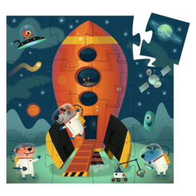 Djeco儿童益智3-4岁宝宝大块太空飞船平图拼图玩具16片入门级男孩