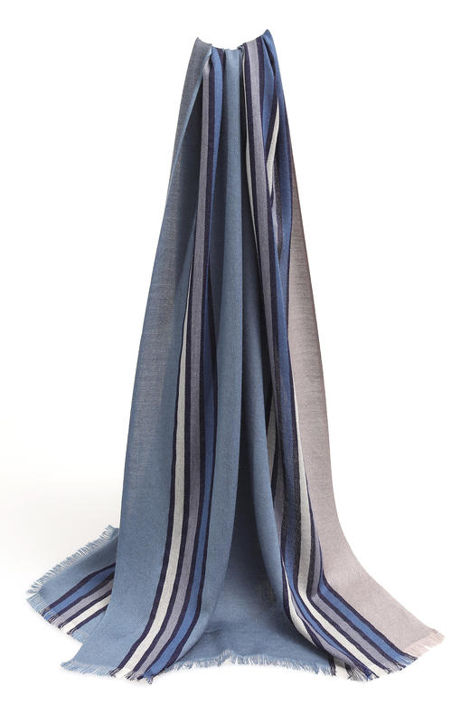  羊绒缎纹竖条围巾 SJF92P824N 商品图0