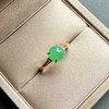 冰种阳绿翡翠蛋面戒指18k黄金镶嵌 商品缩略图0