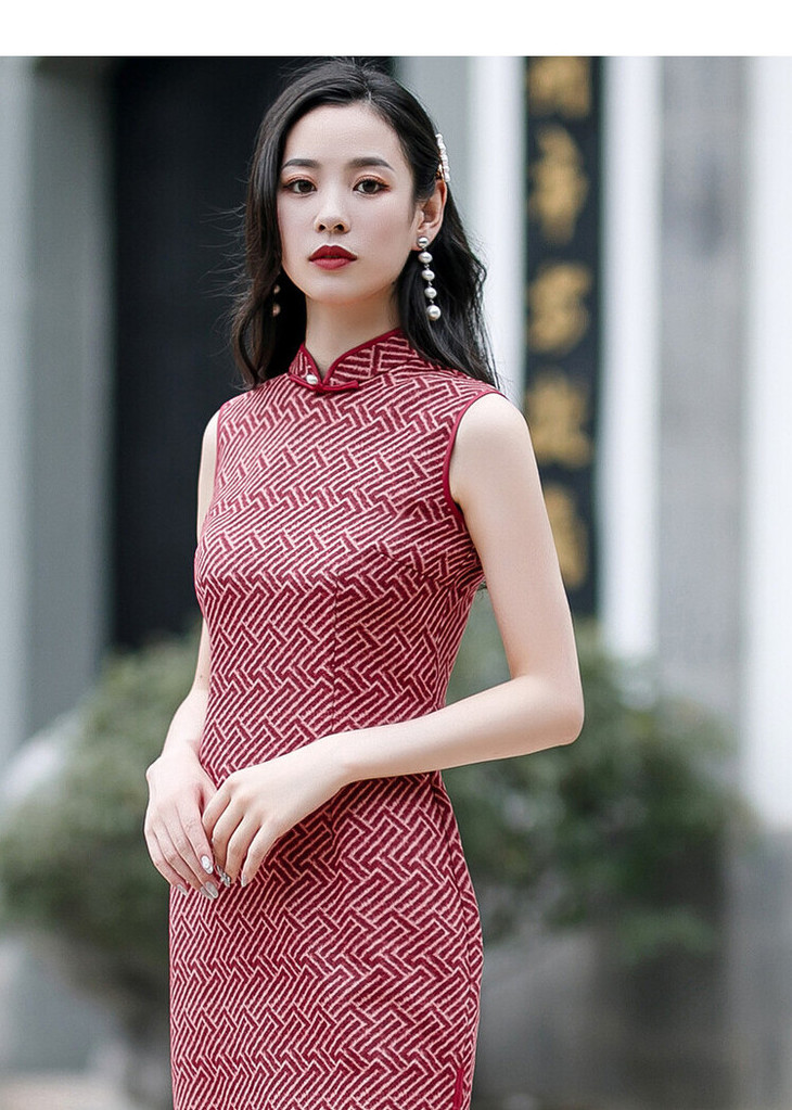 日常国风,小披肩格子改良旗袍两件套ym-84629