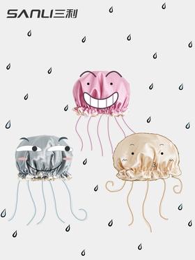 三利双层浴帽女防水头套发帽洗澡沐浴女款淋浴帽厨房帽子防油烟