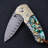金鲍VG10大马士革折叠刀彩贝手柄锋利小刀 商品缩略图2