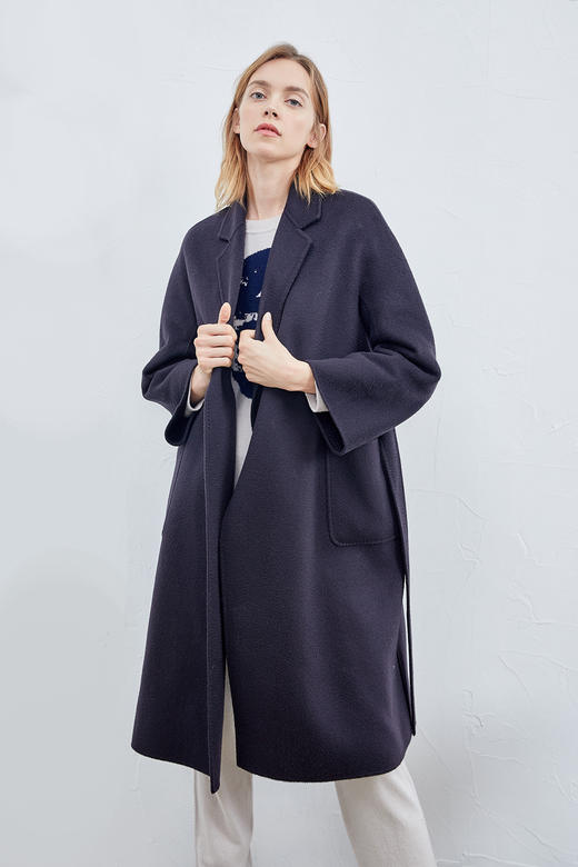 女装长款水波纹羊绒呢大衣  SJF18W784B 商品图6