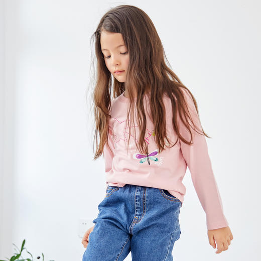 METTE童装女童长袖纯棉圆领印花T恤2020秋新品时尚中大童薄款上衣 商品图2