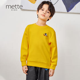 METTE童装新品圆领长袖卫衣2020秋中大男童纯色字母印花宽松上衣