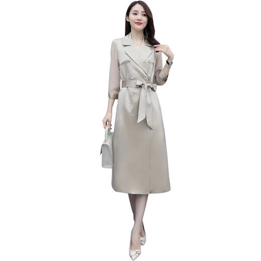 WZNH-WQ98029秋季风衣女气质OL通勤韩版修身优雅中长款 商品图4