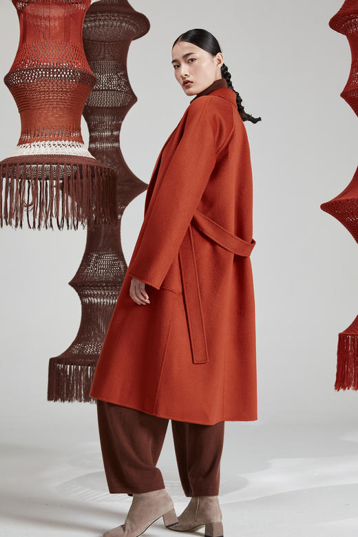 女装长款水波纹羊绒呢大衣  SJF18W784B 商品图7