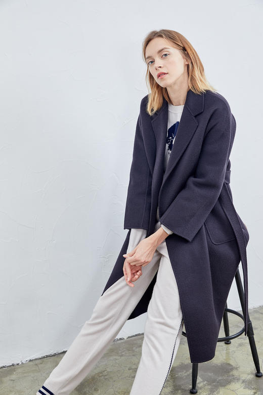 女装长款水波纹羊绒呢大衣  SJF18W784B 商品图5