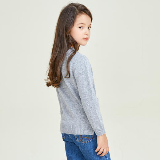 METTE羊绒世家童装女童100%山羊绒开衫中大童女宝圆领针织小外套 商品图3