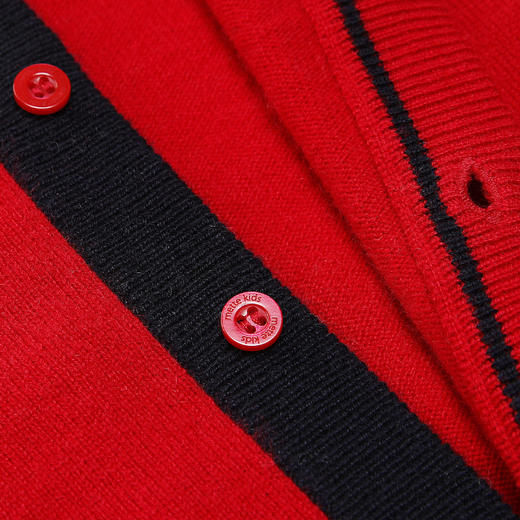 METTE羊绒世家童装秋中大童100%山羊绒V领开衫时尚撞色长袖针织外套男 商品图4