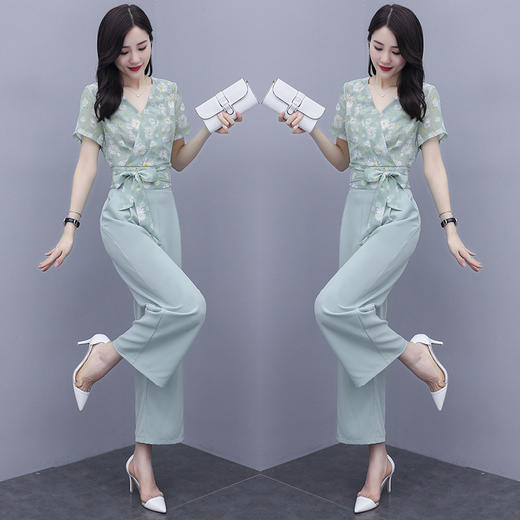 LY-HY92058时尚印花新款流行女装复古时髦气质雪纺两件套 商品图1